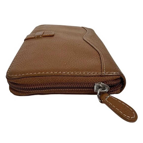 TIGNANELLO Large Pebble Leather Zip Around Wallet Clutch In Camel Tan 7.5x4" - Picture 7 of 13